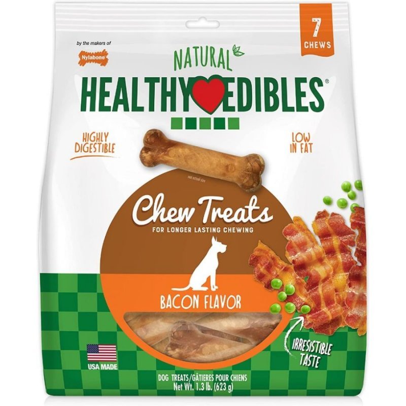 Nylabone Healthy Edibles Wholesome Dog Chews - Bacon Flavor - Wolf (7 Pack) Nylabone Healthy Edibles Wholesome Dog Chews - Bacon Flavor - Wolf (7 Pack)