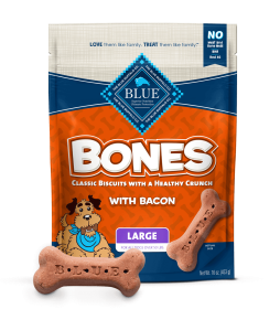 BLUE BUFFALO: Biscuit Lrg Bacon Bones, 16 oz