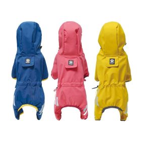 Small dog raincoat; body full surrounding; waterproof poncho pet clothes; with tow holes in the back (colour: Rose red, Size: L (recommended weight 6-9 jin))