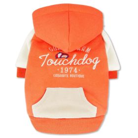 Touchdog 'Heritage' Soft-Cotton Fashion Dog Hoodie (Color: Orange, Size: X-Large)