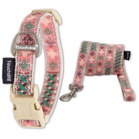 Touchdog 'Carpentry Patterned' Tough Stitched Embroidered Collar and Leash (Color: Brown, Size: Small)