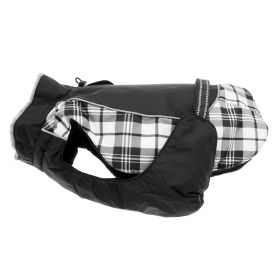 Alpine All-Weather Dog Coat (Color: Black and White Plaid, Size: 3X-Large)
