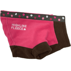 Highline Fleece Dog Coat (Color: Pink and Brown with Polka Dots, Size: Size 24)