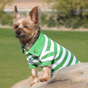 Striped Dog Polo (Color: Greenery and White, Size: 3X-Large)