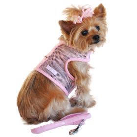 Cool Mesh Dog Harness with Leash (Color: Solid Pink, Size: Large)