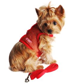 Cool Mesh Dog Harness with Leash (Color: Solid Red, Size: Large)