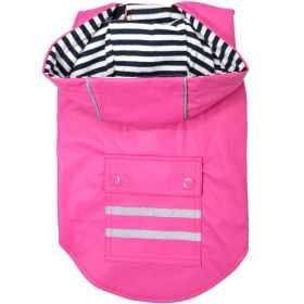 Slicker Raincoat with Striped Lining (Color: Raspberry Pink, Size: Large)