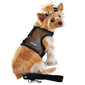 Cool Mesh Dog Harness with Leash (Color: Solid Black, Size: Small)