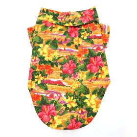 Hawaiian Camp Shirt (Color: Sunset Hibiscus, Size: Small)